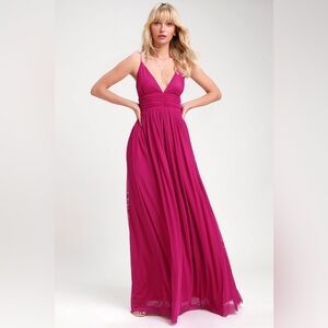 Lulus Heavenly Hues Magenta Maxi Dress Size S EUC